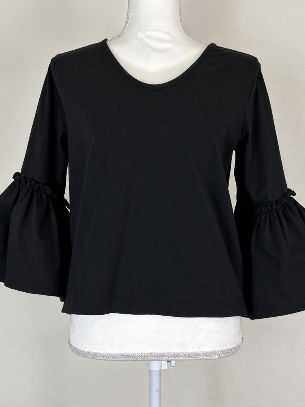 Madewell Black Bell Sleeve Cotton Crepe Blouse Boho Top Small